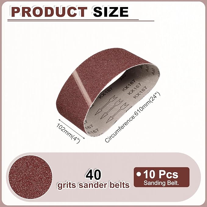 HARFINGTON 4 x 24 Inch Sanding Belts, 10 Pcs 40 Grits Aluminum Oxide Abrasive Belt Sander File Belt for Woodworking, Metal Polishing, Knife Sharpener