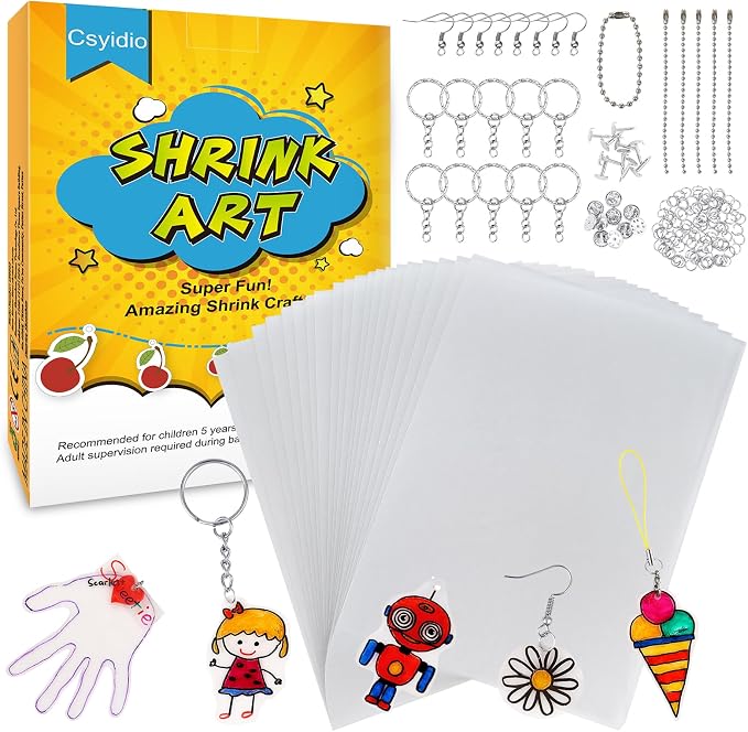 165 PCS Shrink Dink Keychain Kit, Shrink Papers by Csyidio