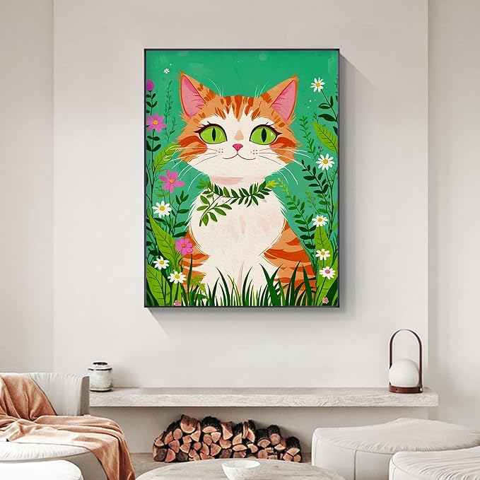 Yezavesu 12x16 Inch Cat Framed Paint by Numbers Kit - Image 6