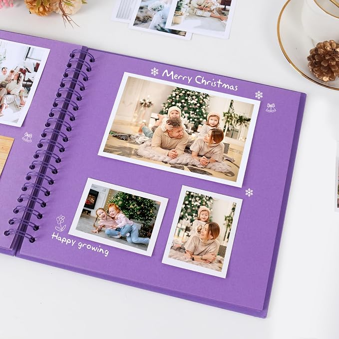 RECUTMS 12x12 Scrapbook 60 Pages Kraft Paper DIY Family Album Dark Purple | - Image 2