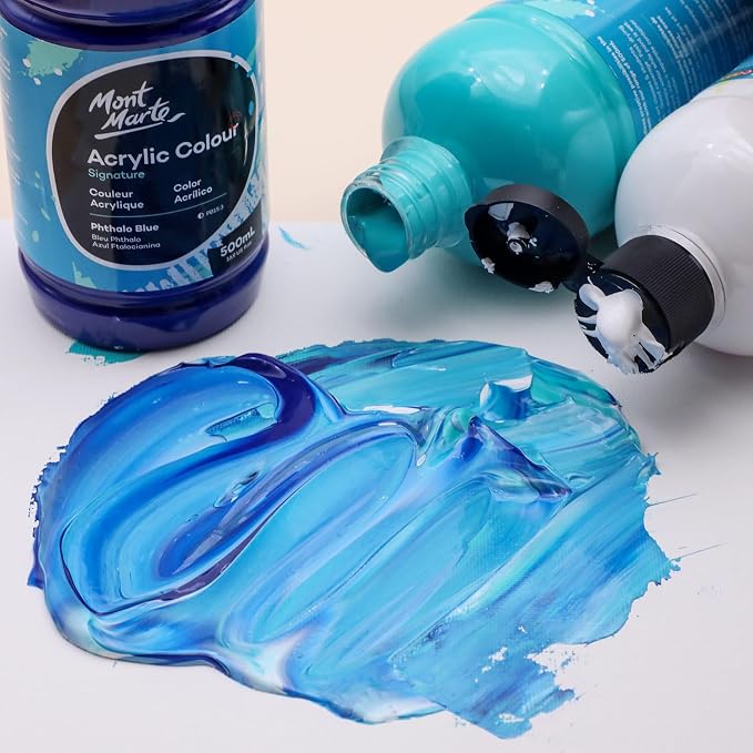 Mont Marte Signature Turquoise Acrylic Paint, Semi-Matte Finish, Suitable - Image 2