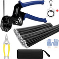 Metal Zip Ties Black & Stainless Steel Cable Tie Gun, for Fastening and Cutting Stainless Steel Zip Ties, 150pcs (8" 11.8" 15.75") fence ties for Chain Link Fence, Chicken Coop