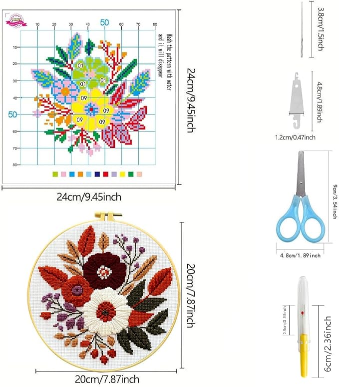 Zhenqing 4 Pack Nature Stamped Cross Stitch Kit - Image 4