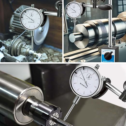Spurtar Dial Indicator with Magnetic Base 0-1'' Dial Test Indicator 0.001'' Precision Dial Indicator Adjustable Long Arm Magnetic Dial Indicator for Accurate Alignment, Measurement, and Inspection