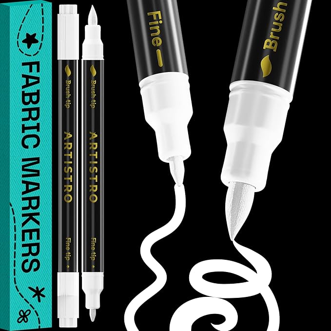 ARTISTRO 2 White Dual-Tip Fabric Markers by ARTISTRO