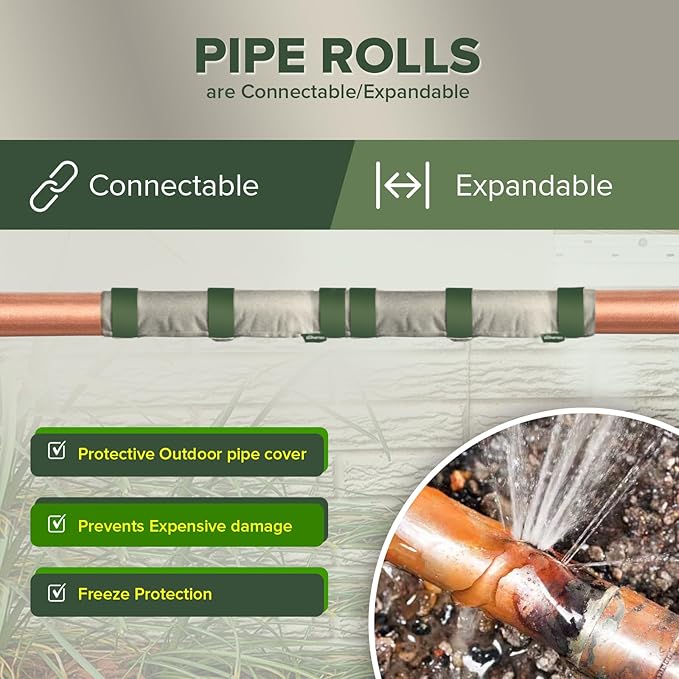 The Original Pipe Insulation Cover (5˚F) Winter Pipe Insulation (UV-Coated),Pump Cover, Sprinkler Irrigation Valve Cover, Backflow Preventer Freeze Protection (9W X 13.5L Roll Cover)