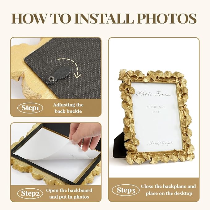 Cuspin 6x8 Picture Frame, Vintage Ornate Gold Resin Frame - Image 6
