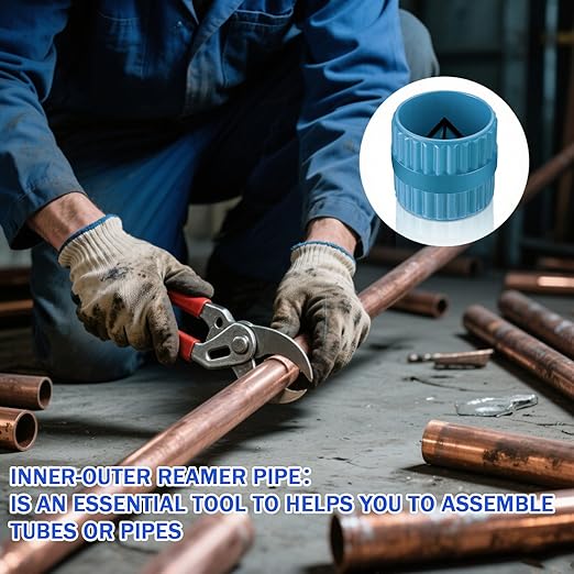 Pipe and Tubing Reamer Inner-Outer Copper Reamer Pipe Deburring Tool Alloy Steel Tubing Chamfer Tool for PVC/Ppr/Copper/Brass/Aluminum Tubes (Blue)