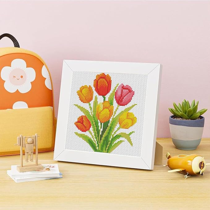VIGEGU Tulip Cross Stitch Kits for Beginners, Flowers Stamped Cross Stitch for - Image 2