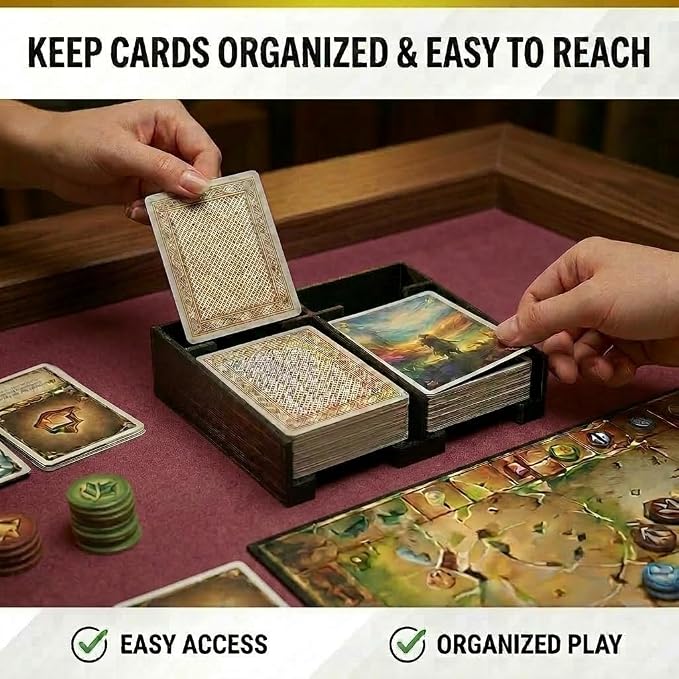 Tabletop Card Deck Tray for Board Games – Dual Card Organizer - Image 3