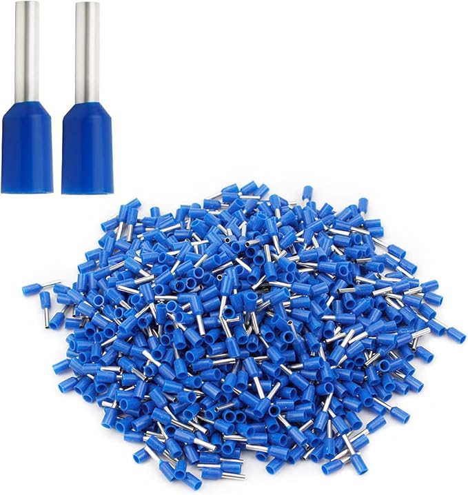 XHF 1000 PCS AWG 22/0.5mm² Wire Ferrules Insulated Copper Crimp Connectors, Crimp Pin Cord End Terminals Blue