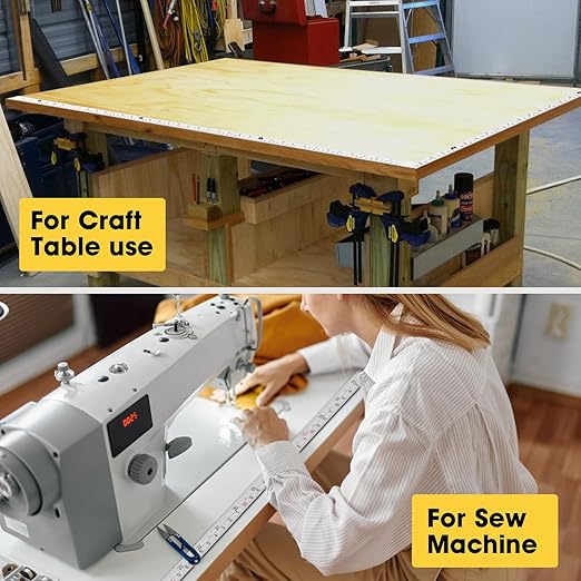 Adhesive Measuring Tapes,Steel Self Tape Measure,1/2" Wide Imperial & Metric Ruler Sticker, Stick On Table Saw and T Track for Woodworking, Drafting (Yellow, Left to Right 78" 2PCS)