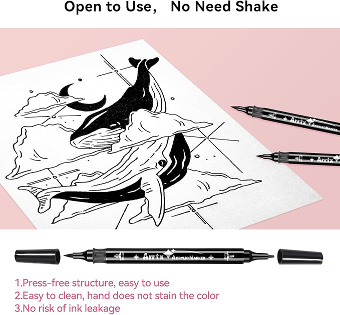 Arrtx Black Paint Pen 8 Pack Dual Tip, Stone and DIY Crafts - Image 7
