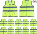 Safety Vests 10 Pack -Yellow Reflective High Visibility Construction Work Vests for Men,Woman,Pockets,Hi Vis Mesh and Neon Silver Strip,CIMC