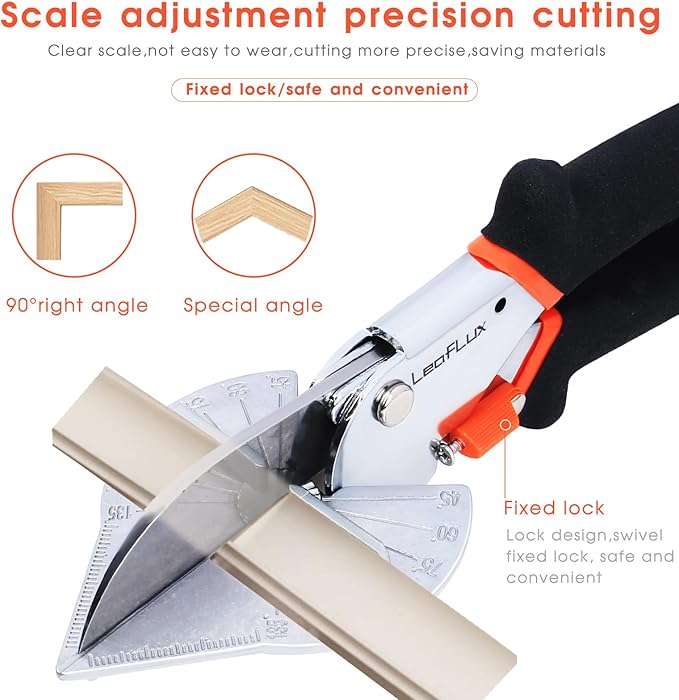 LeafLux Miter Shears for Wood Trim, Adjustable 45 to 135 Degree Handheld Tool - Image 2