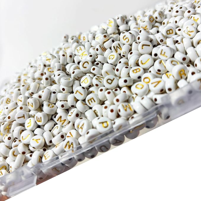 YMSDZHL Alphabet Beads A-Z 1300Pcs Letter Beads, Acrylic 4x7mm Round Letter - Image 2