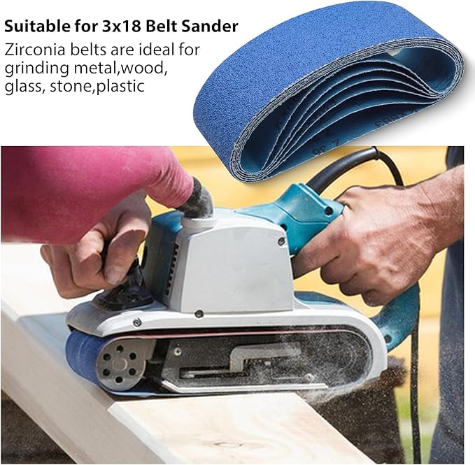 3 x 18 Zirconia Sanding Belts,36 Grit 3x18 Inch Sanding Belt, 3x18 Belt Sander Sanding Belts for Metal Polishing, Woodworking,6 Pack(3x18in,36 Grit)