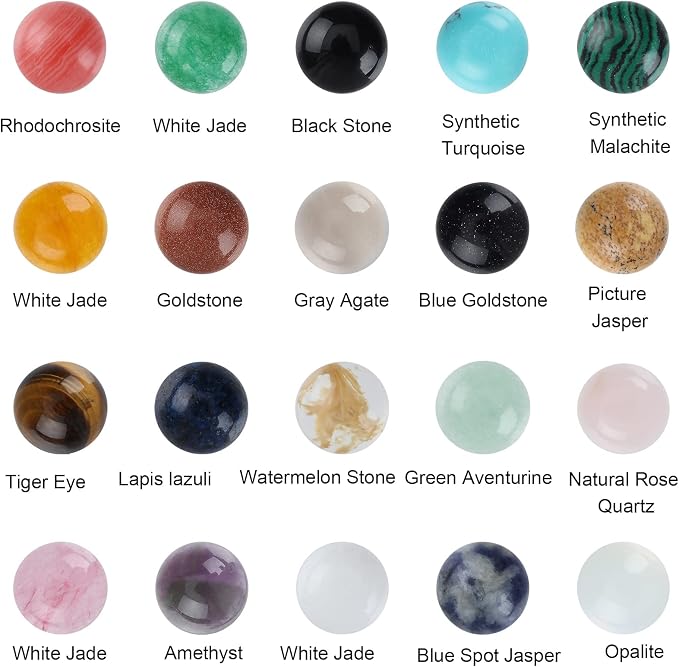 SUPERFINDINGS 40pcs 10mm Half Round Natural Cabochon 20 Color Flat Back - Image 5