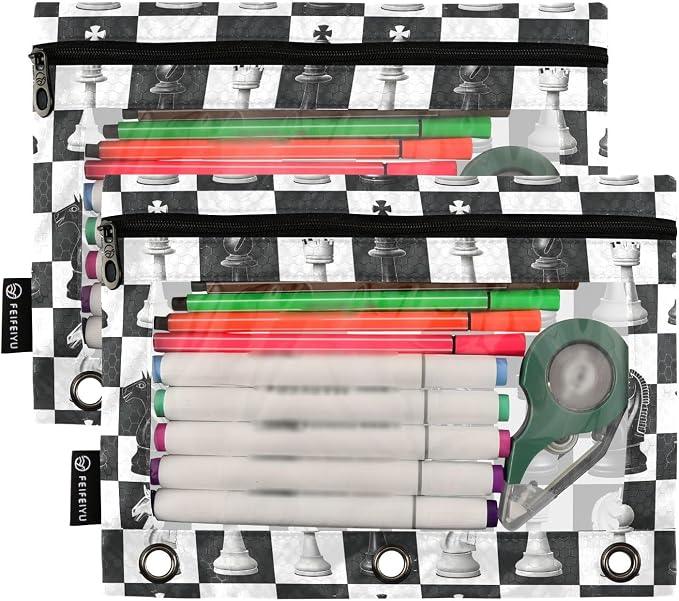 Chess Checkered Plaid Pencil Pouch - Image 2