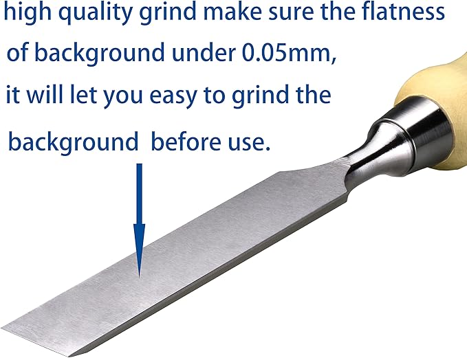 4 Piece Bevel Edge Wood Chisel Set 1/4 inch(6mm), 1/2 inch(12mm), 3/4 inch(20mm), 1 Inch(26mm) with Hornbeam Handles and Stainless Steel Ferrules