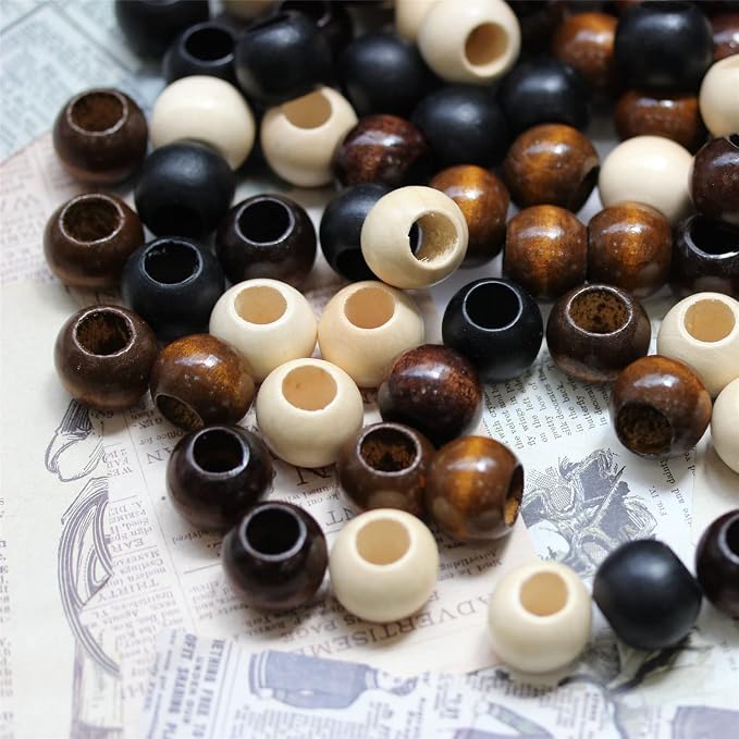 200Pcs Large Hole Natural Wood Beads, BetterJonny 20mm Rondelle Round Wooden - Image 3