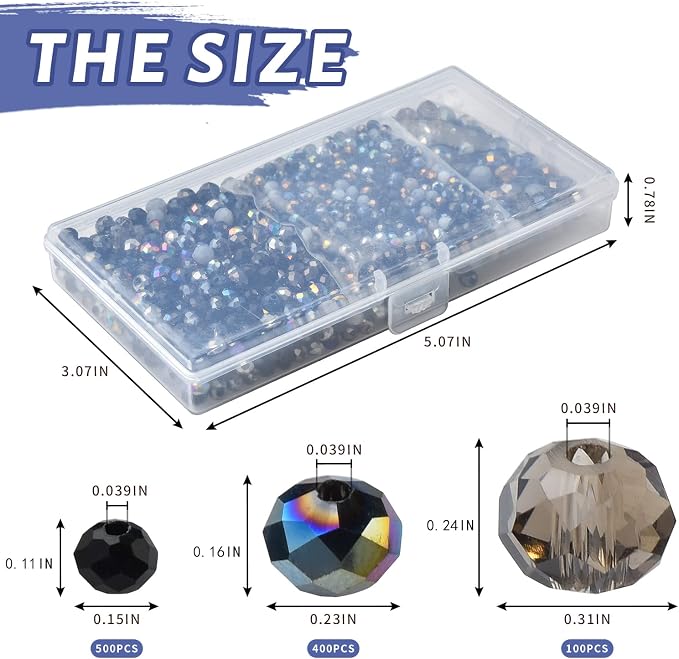 1000pcs Faceted Rondelle Beads, 4/6/8mm Crystal Glass Beads - Image 3