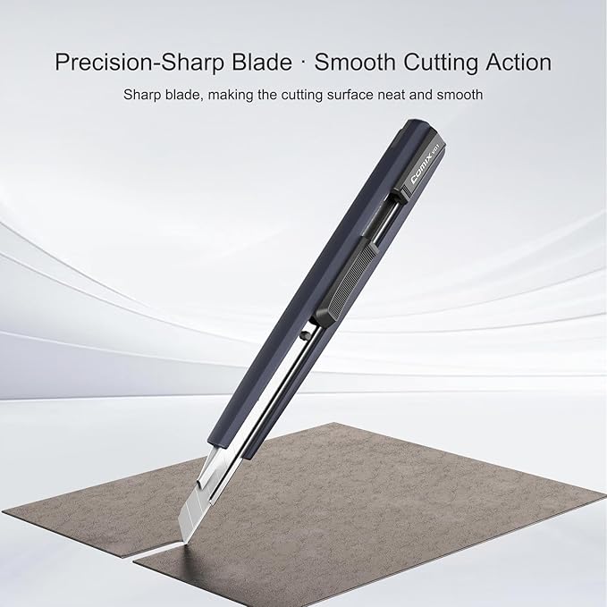 Comix 5.5-Inch Utility Knife, 9mm Alloy Blade with Self-Locking Slider, Safe Cutting Tool for Home or Office Use