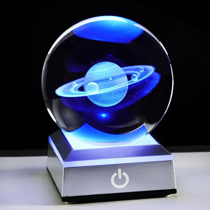 Ornalrist 3D Saturn Crystal Ball, Outer Space Planet Lamp by Ornalrist
