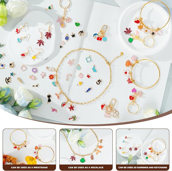 352 Pcs Assorted Charms for Jewelry Making, Mixed Enamel KC Gold Alloy Letter - Image 6