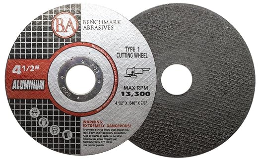Benchmark Abrasives Grinder Cut Off Wheels 4 1/2 Inch Aluminum Oxide Thin Type 1 Angle Grinder Cutting Disc for Aluminum, Copper - with 7/8" Arbor Hole, Fast Grinder Cutting Wheel - 50 Pack