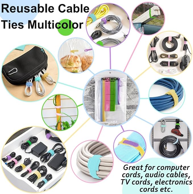 80pcs Cable Ties Reusable Macaron-inspired Color Wire Ties Cable Management - Image 3