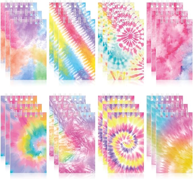 24 Pcs Mini Tie Dye Notepads Multicolor Mini Notebooks Party Favor Small Pocket by Adecortalk