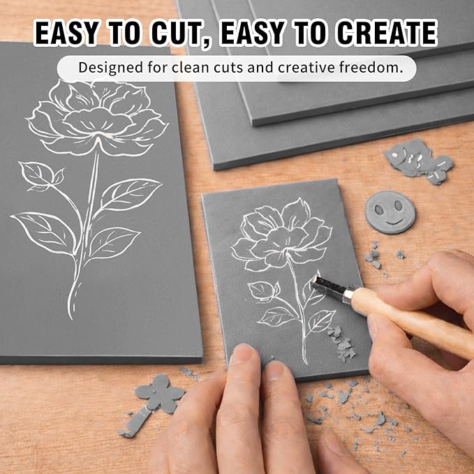 Falling in Art 8 * 10 Linoleum Carving Blocks, 8 Pack Soft Stamp Rubber Blocks - Image 3