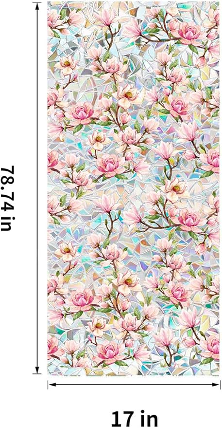 Floral Stained Glass Window Privacy Film, Retro Decorative Rainbow Window - Image 2