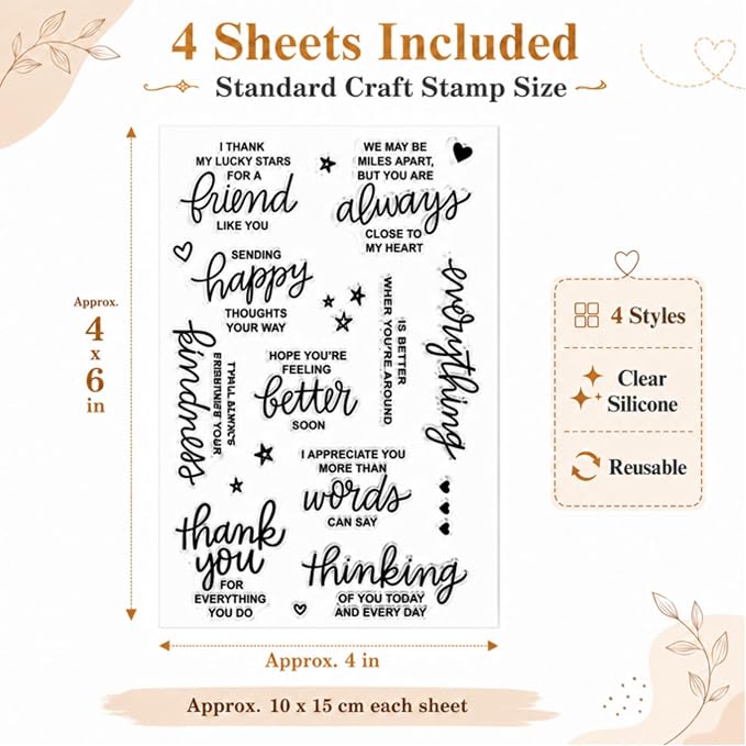 Outus 4 Pcs Stamps for Crafting Words Clear Blessing Sentiment Words Silicone - Image 2