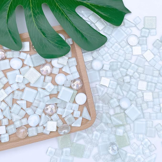 LITMIND 1.1 LB White Irregular Glass Mosaic Tiles - Image 3