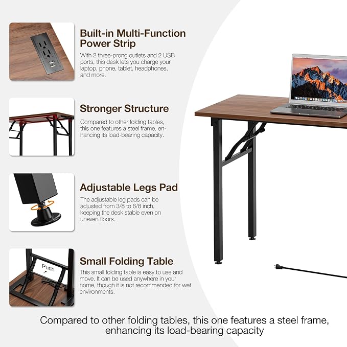 TEMI Small Computer Desk Folding Table - Image 9