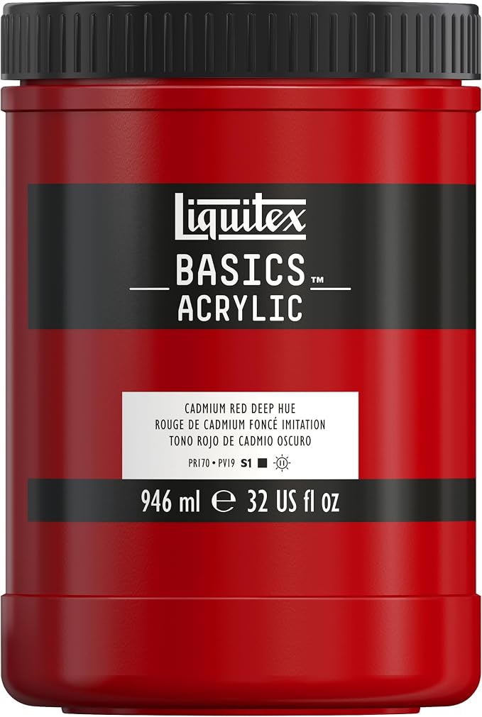 Liquitex BASICS Acrylic Paint, 946ml Jar, Cadmium Red Deep Hue by Liquitex