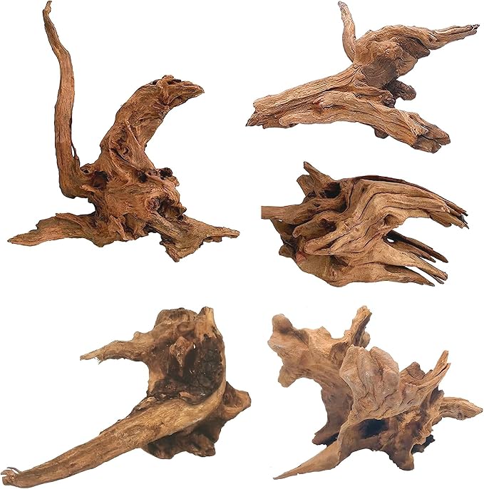 Hamiledyi 5PCS Driftwood for Aquarium Decor 3.5-7in Spider Wood Betta Fish Tank by Hamiledyi