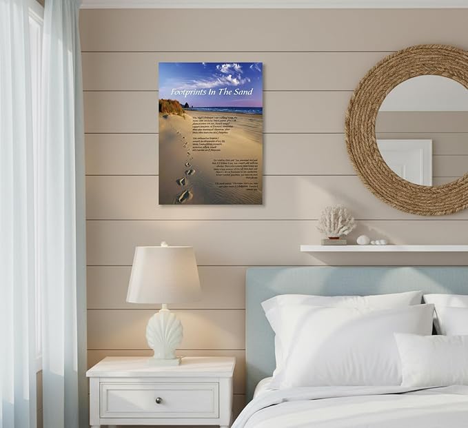 Footprints in the Sand Inspirational Wall Art-Canvas Wrapping-16x24in, - Image 4