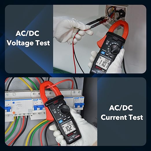 MESTEK Digital Clamp Meter Multimeter, TRMS 6000 Counts Auto-ranging Amp Voltage Tester, Measures AC/DC Current, Voltage, Temperature, Capacitance, Resistance, Continuity, Diode & NCV