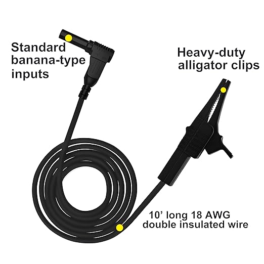 Heavy Duty Alligator Clips Test Leads for Multimeter & Voltmeter - Large Gator Test Lead with Insulated Clamps - Alligator Clips Electrical Testing, Automotive Circuits,Banana Plug Meter Leads, 3-Foot