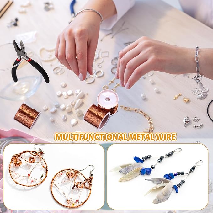 Funrous 5 Rolls 5 Size Jewelry Wire 18, 26 Gauge Copper Wire Kit Jewelry - Image 6