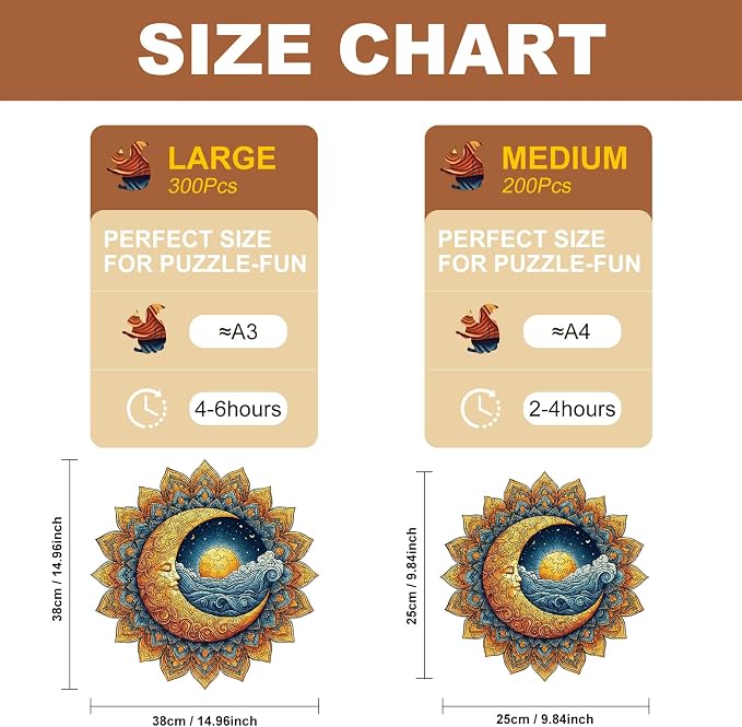 200 Pieces Sun and Moon Wooden Puzzles - Image 4