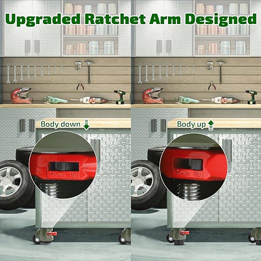 Leveling Machine Casters Wheels, Heavy Duty Workbench Casters with Ratchet Arm 2200 LBS, Green Retractable Casters Set of 4, Nylon Wheels & Leveling Feet, Suitable for Equipment, Workbench