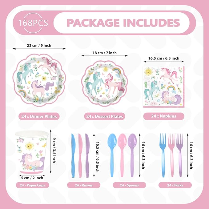 168 Pcs Magical Pastel Unicorn Decorations - Image 2