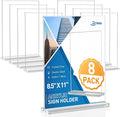 Dynta 8 Pack Acrylic Sign Holder 8.5 x 11, Double Sided Table Sign Holder by Dynta