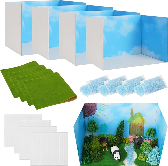 16 Pcs Cardboard Diorama Kit Includes Diorama Box by Ecmln