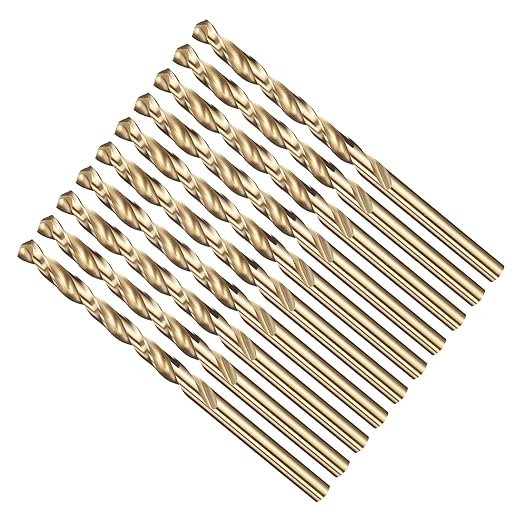 Drill Bit, 3/16" Cutting Diameter (4.763mm), 4241 HSS Black and Gold 118° Cutting Angle Versatile Jobber Bits - (Applications: for Drilling Plastic Wood Soft Thin Metal), 10-Pieces