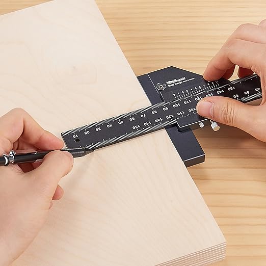 Scriber Gauge – Precision Marking Tool, Measuring Ruler, Layout Square, Thickness Gauge, CNC Aluminum Woodworking Tool for Joinery, Framing, Cabinet, DIY Projects (Old, 14 Inch)